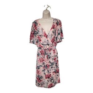 LOFT Floral Pink Midi Dress